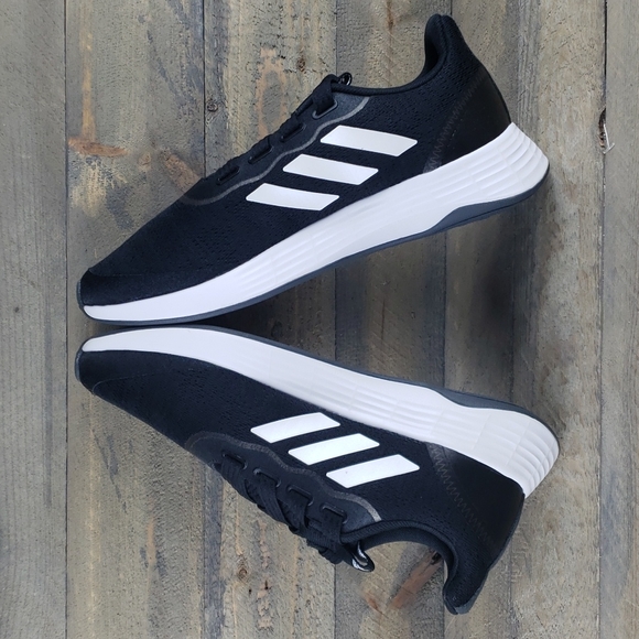 adidas QT Racer Sport Women's Running Everyday Sneaker Black/White - Picture 7 of 9